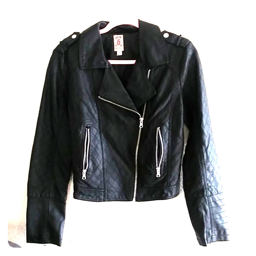 Faux leather motorcycle jacket